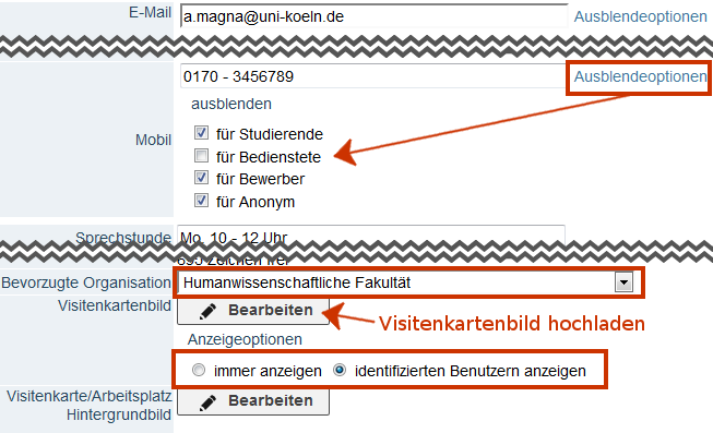 Visitenkarte Bearbeiten