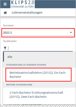View of the All Courses page. At the top, the semester filter 2022 S is selected and highlighted. Below that, the corresponding curriculum for your degree programme is highlighted in the selection menu of the filter Curriculum.