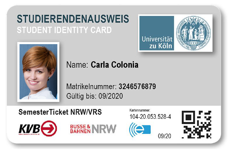 View of the student identity card UCCard. 